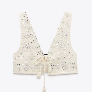 Zara embroidered mirror crop top